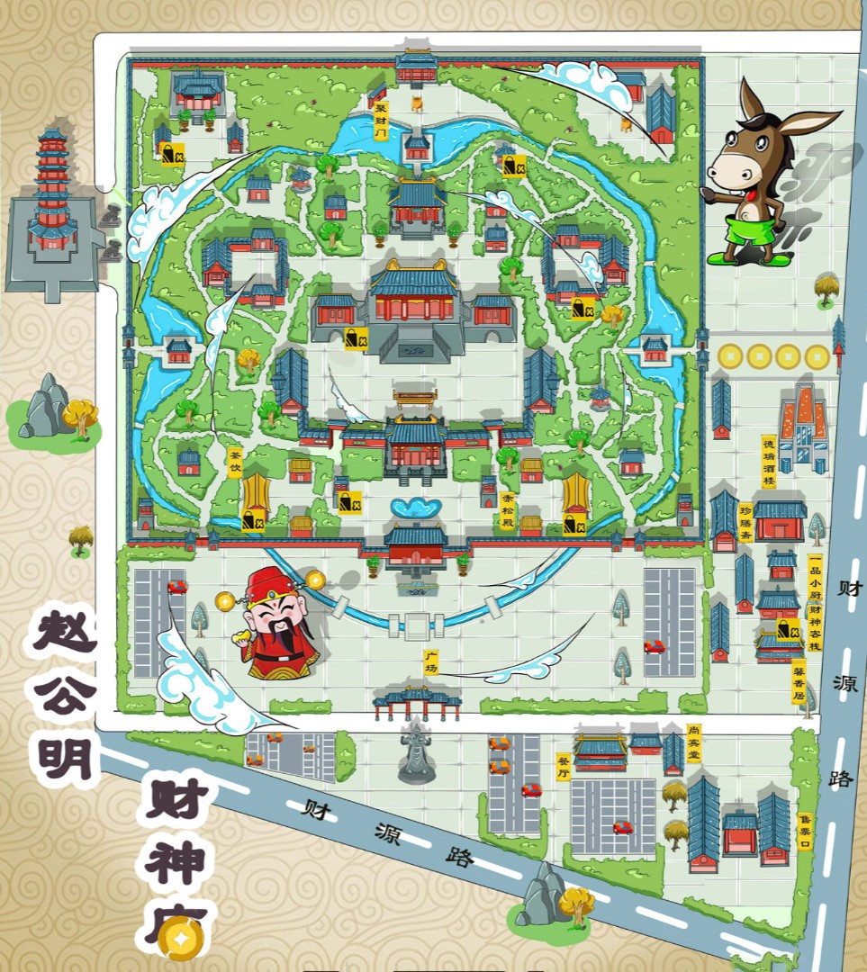 肃北寺庙类手绘地图